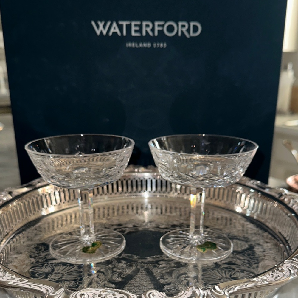 Waterford Lismore Crystal Champagne Toasting Glasses- Elegant Clear Design